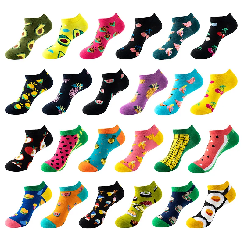 Men's Novelty High-Quality Geometric Fruit and Sushi Patterned Fashion Socks