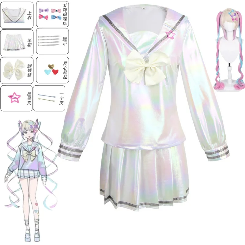 thumbnail image 1 of Juego NEEDY GIRL OVERDOSE Disfraz de cosplay de KAngel Conjunto completo de ropa Traje de marinero Uniforme Jk Faldas de color láser Peluca de cinta † †, 1 of 5