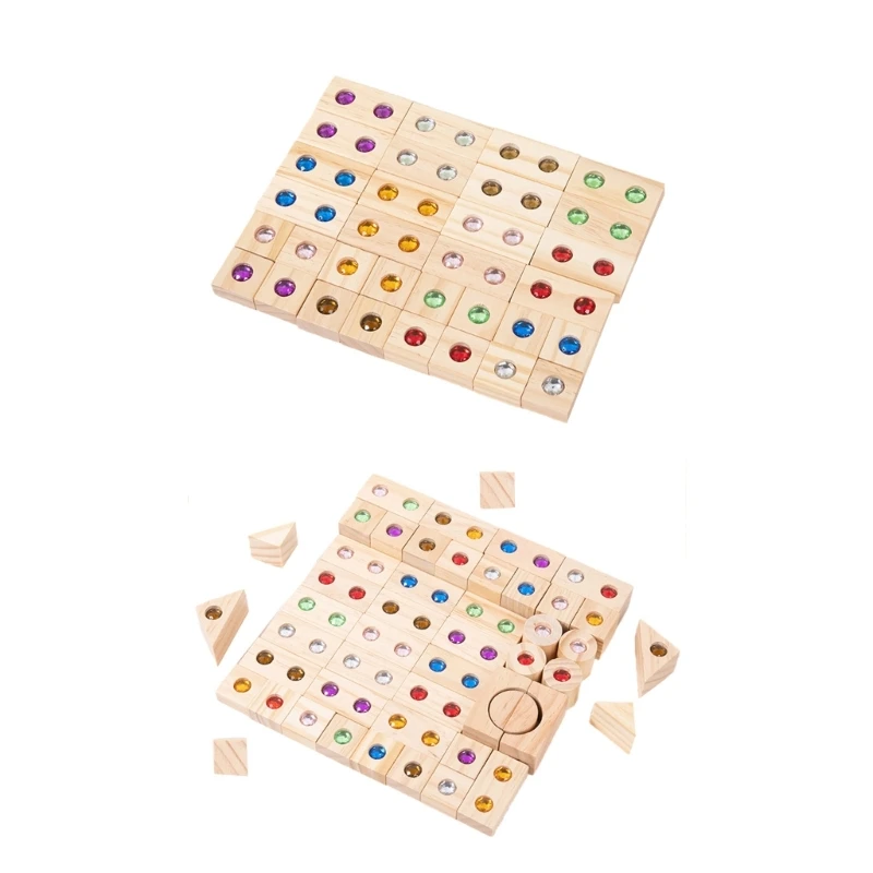 

Набор для строительства с деревянными драгоценными камнями, конструктор-головоломка для мелкой моторики, детская игрушка для раннего обучения