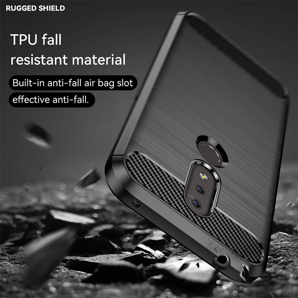 Carbon Brushed Anti-Shock Flexible TPU Gel Case - Sleek Rubber Design