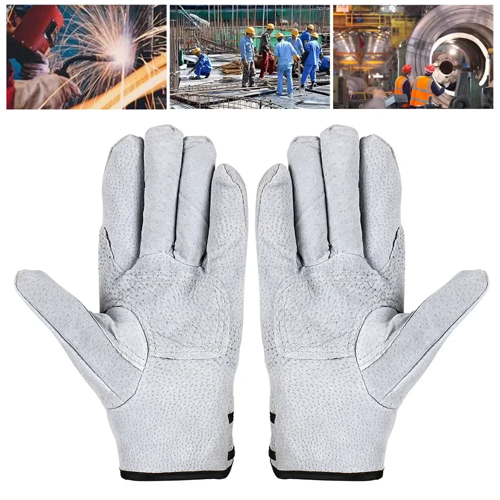 Work Gloves Cowhide Leather Welding Gloves Heat Resistant Security Protection Safety Work for Welder Cutting Gardening