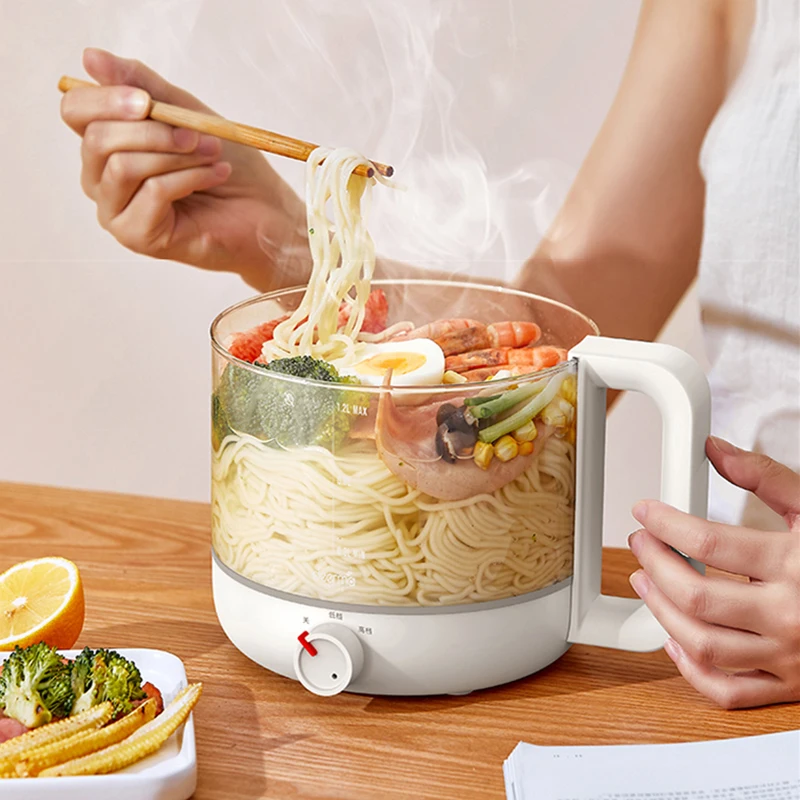 DEM-DG06 Multifunctional Electric Pot 1.2L Portable Electric Rice Cooker With Steamer HighQuality Glass Home Kitchen Appliance 4