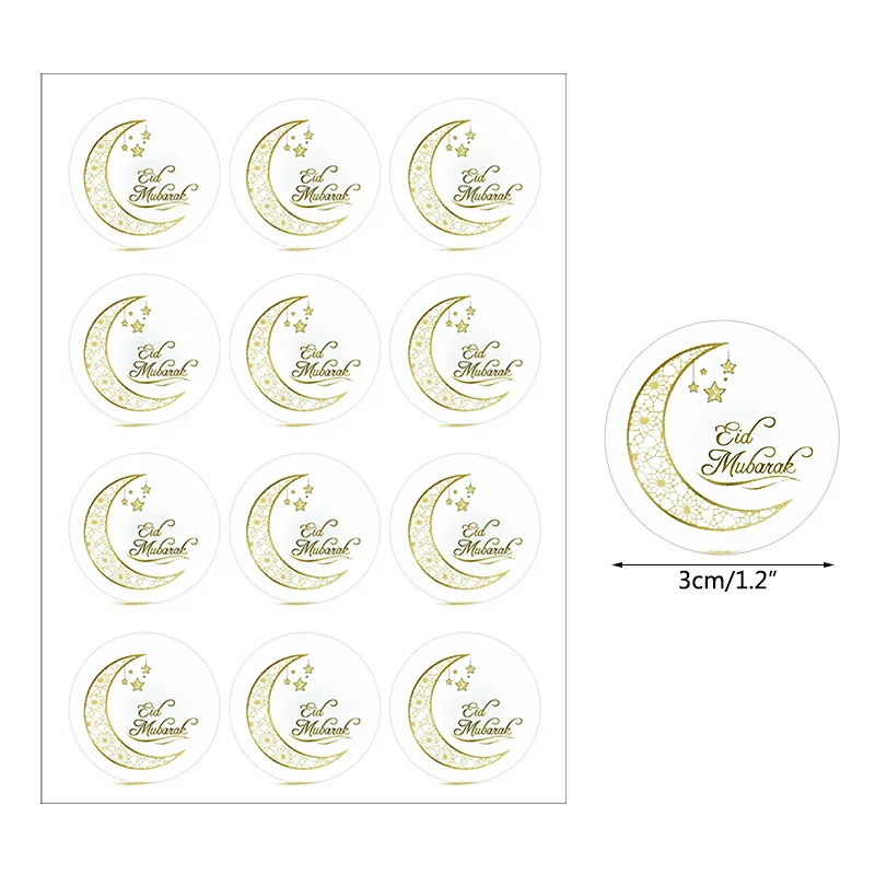 120pcs 3cm Ramadan Kareem Stickers Eid Mubarak Gift Sealing Labels Eid Al-fitr Muslim Festival Party Supplies Paper Sticker