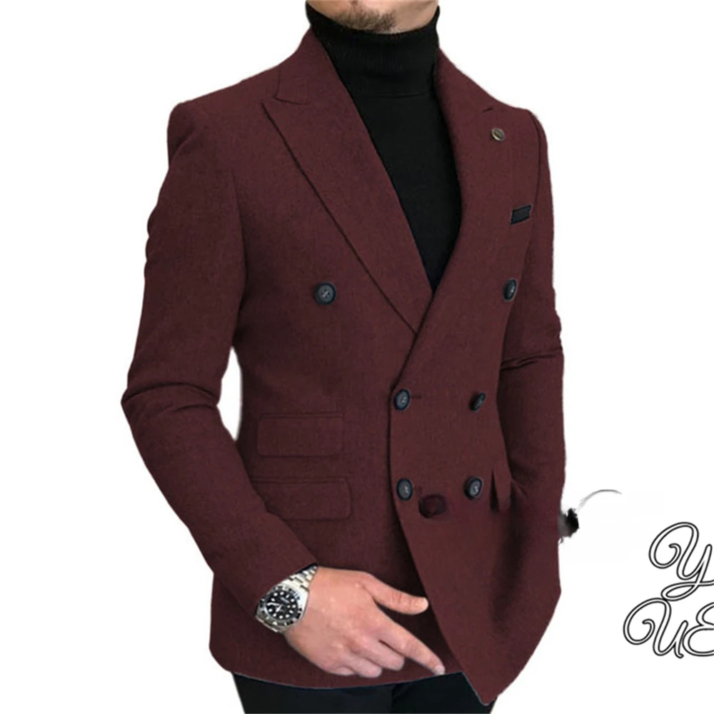 Description Picture 3 of itemDouble Breasted Flip Collar Suit, Men's Slim Fit Jacket, Men's Casual and Fashionable Versatile Suit Top
