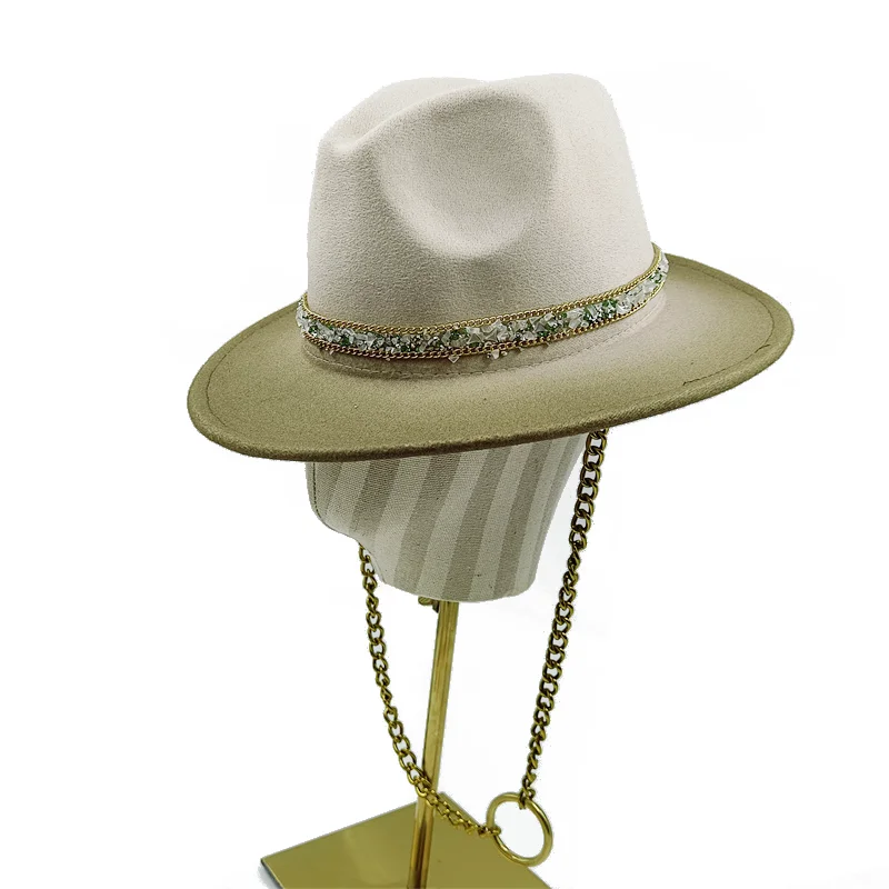 Kette Punk Strohhut neue Sonnenhut Goldkette Zubehör Jazz Hip Hop Sommer hut Punk-Stil Strand hut Kirchen hut – Detail 32