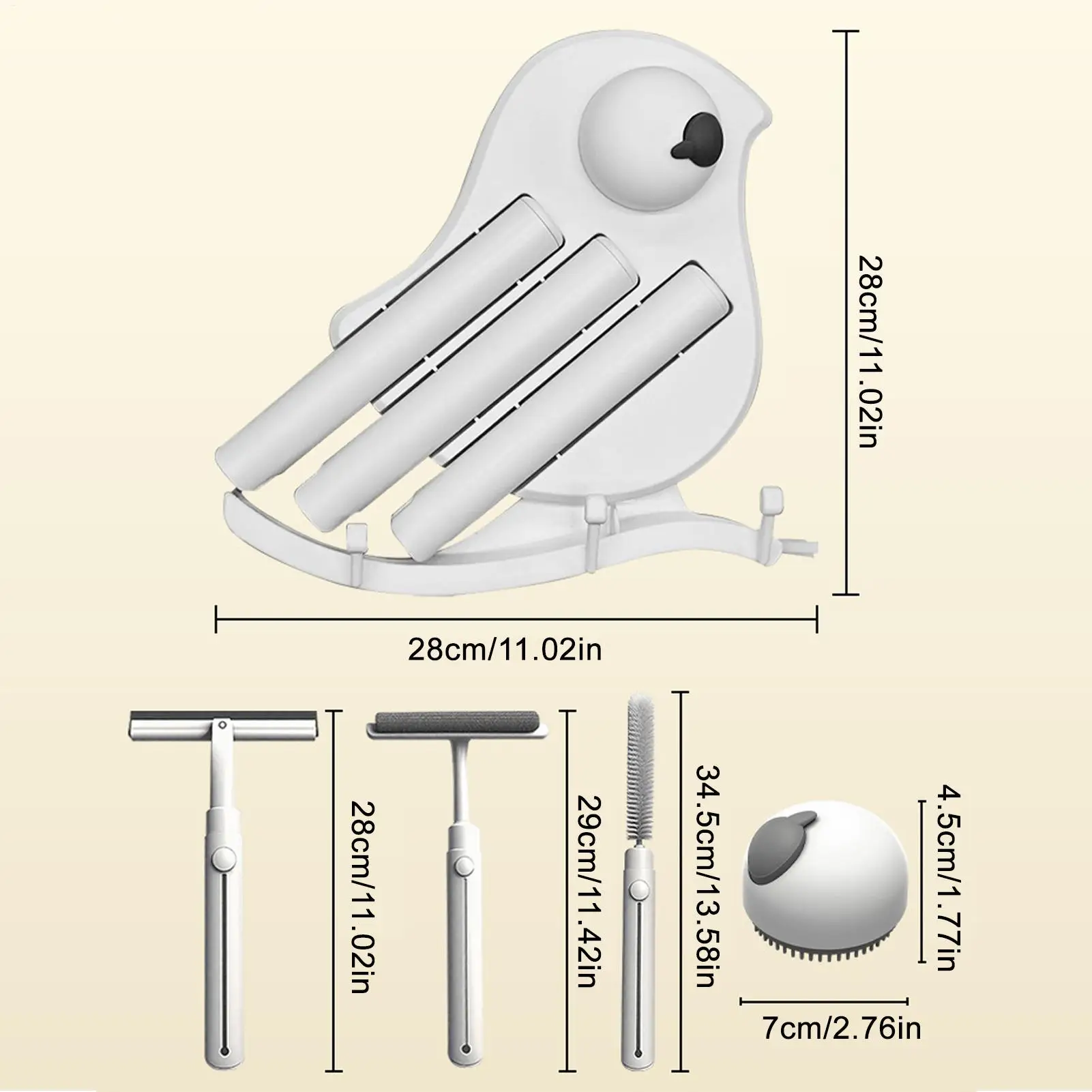 Cleaning Brush Set Squeegee Tool With Hooks Bird Shape Holder Wet Dry Use Shower Head Cleaning Tool With Hooks For Phone Hole