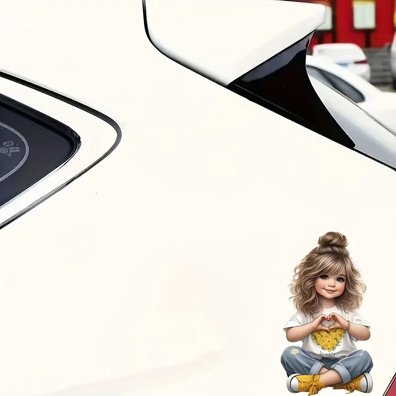 1 adesivo in vinile impermeabile con ragazza carina che fa il cuore con le mani, per auto, laptop, bottiglia d'acqua, telefono, moto, finestra, decorazione da parete - immagine 5