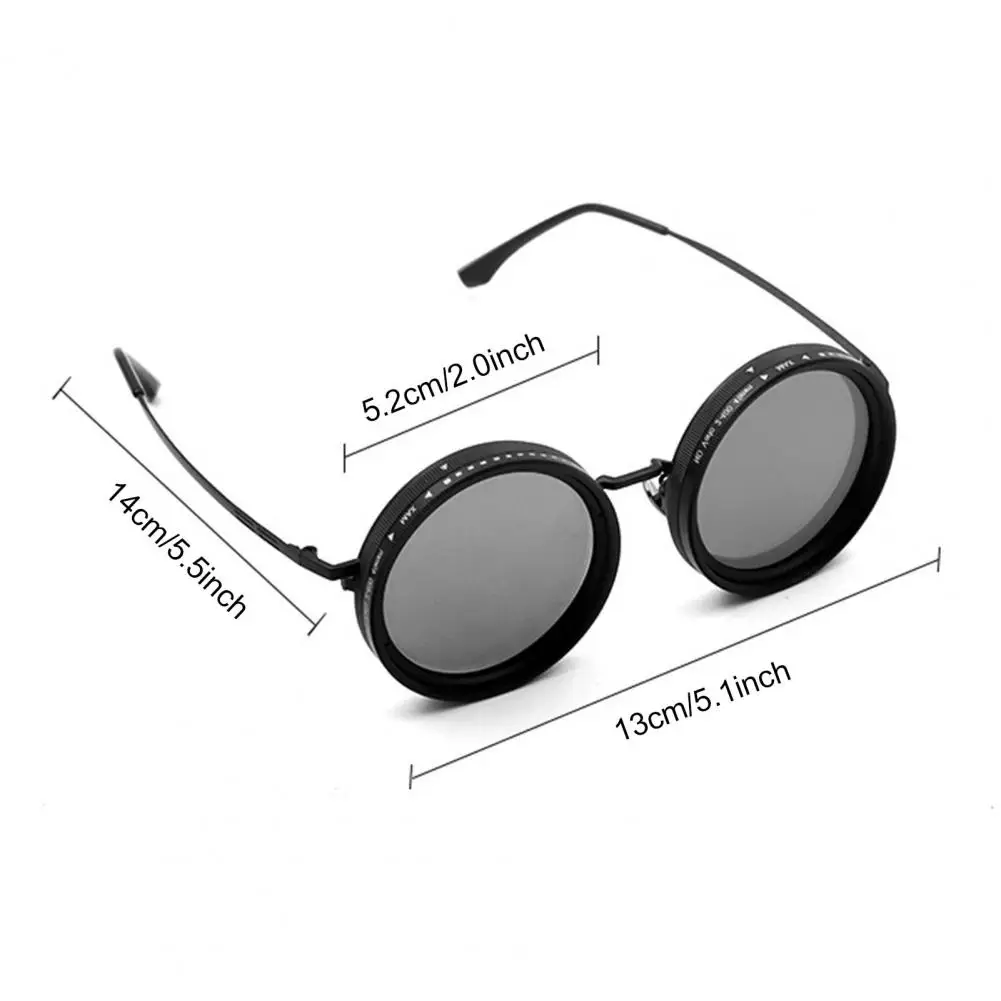 Round Sunglasses Aluminum Alloy Polarized Glasses With ND Filter Lenses 1-9 Gears Adjustable Tint UV Protection Fishing Eyewear cycling sunglasses