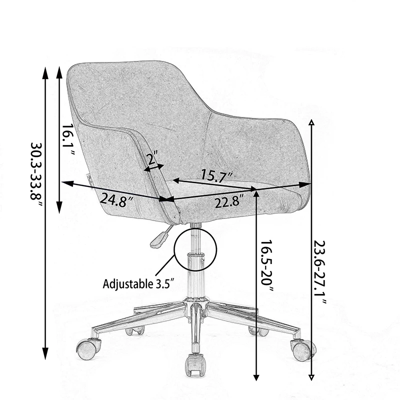 Modern Velvet Fabric Material Adjustable Height 360 revolving Home Office Chair with Gold Metal Legs and Universal Wheels for In 5