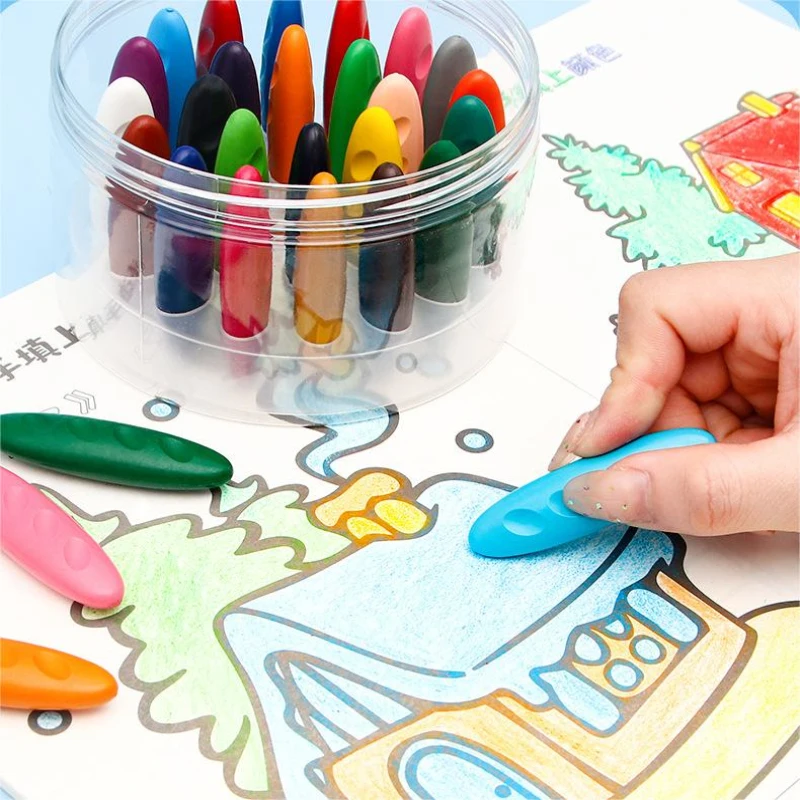 Finger Paint Crayons, 12 Colors 3D Palm‑Grip Paraffin Crayons