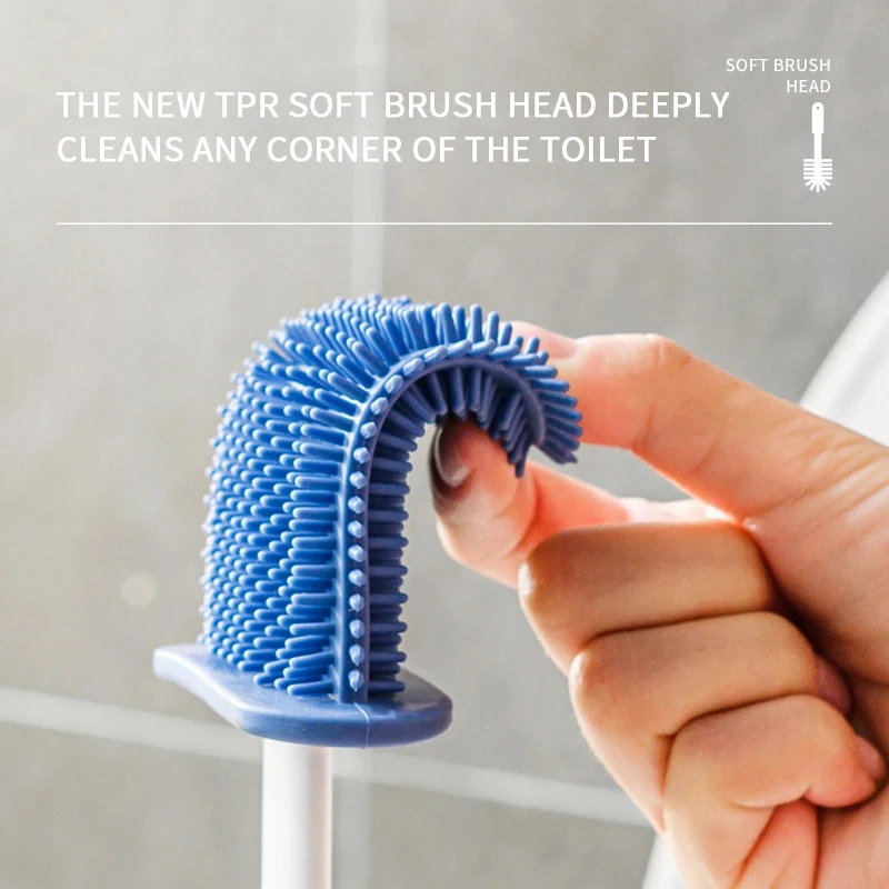 Silicone TPR Toilet Brush And Bracket Set Toilet Plunger And Brush Set Wall Hung Cleaning Bathroom Accessories