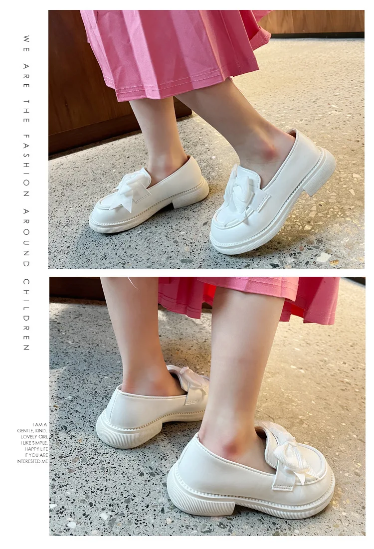 Dress Girls Shoes Bow Leather Snow Queen Shoe  2022 Spring Children Cute Princess Shoe bata children's sandals