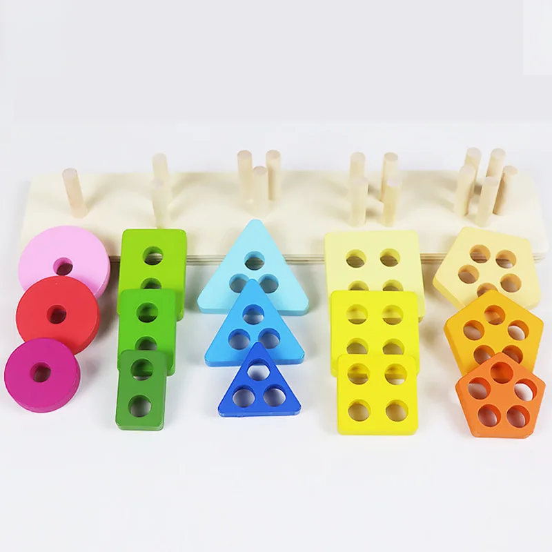 Children's Wooden Category Stack Toy Education Color Shape Classification Instrument Puzzle Toys 6
