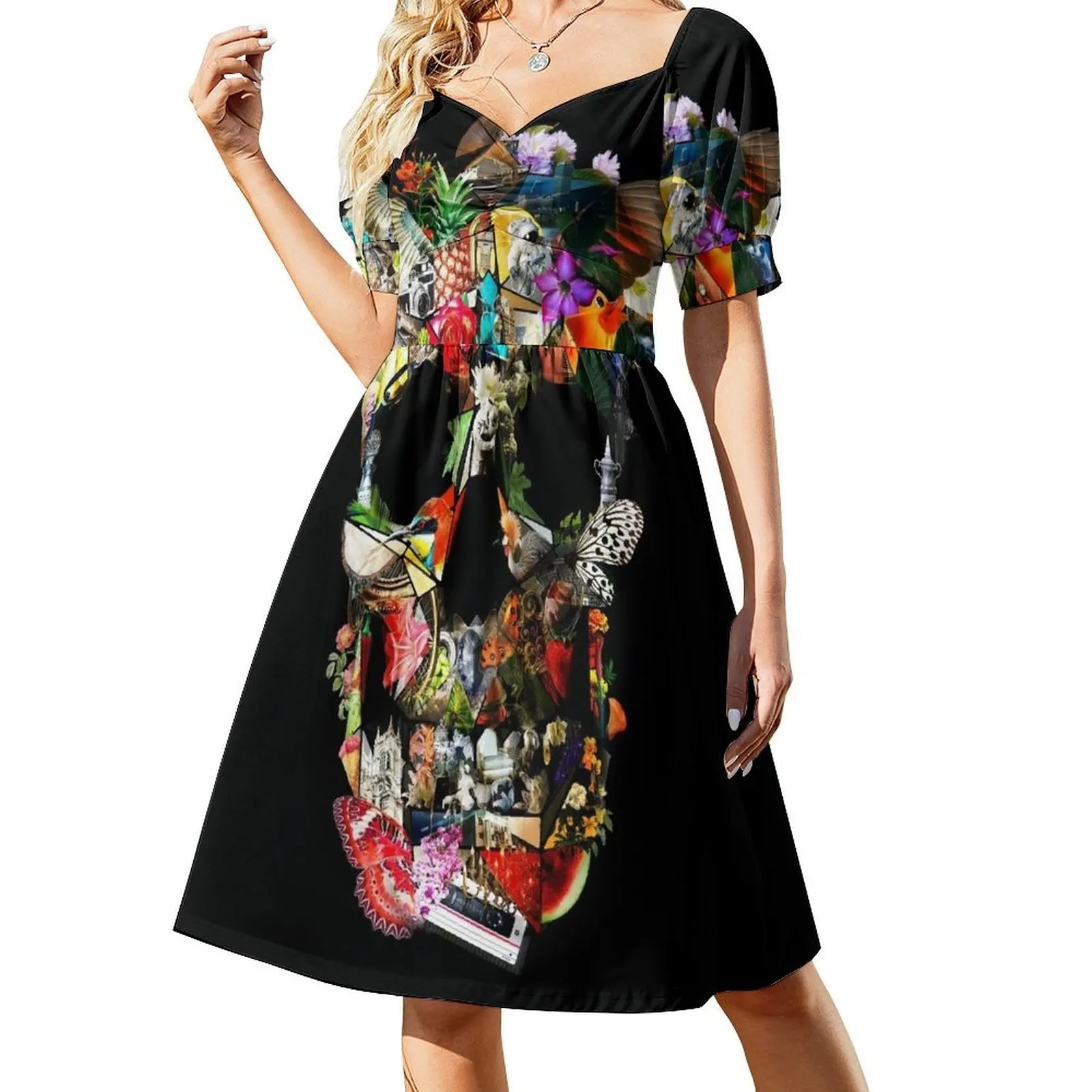 thumbnail image 1 of Vestido de manga corta Fragile Skull 2, vestidos para mujer , vestido de noche para mujer, ropa de verano para mujer, vestido, 1 of 7