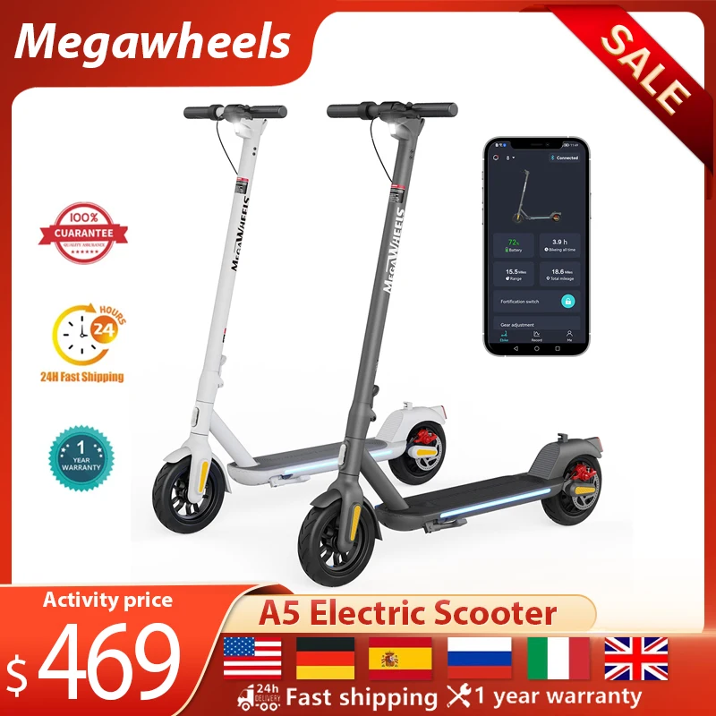 MEGAWHEELS A5 Electric Scooter For Adults in Black 