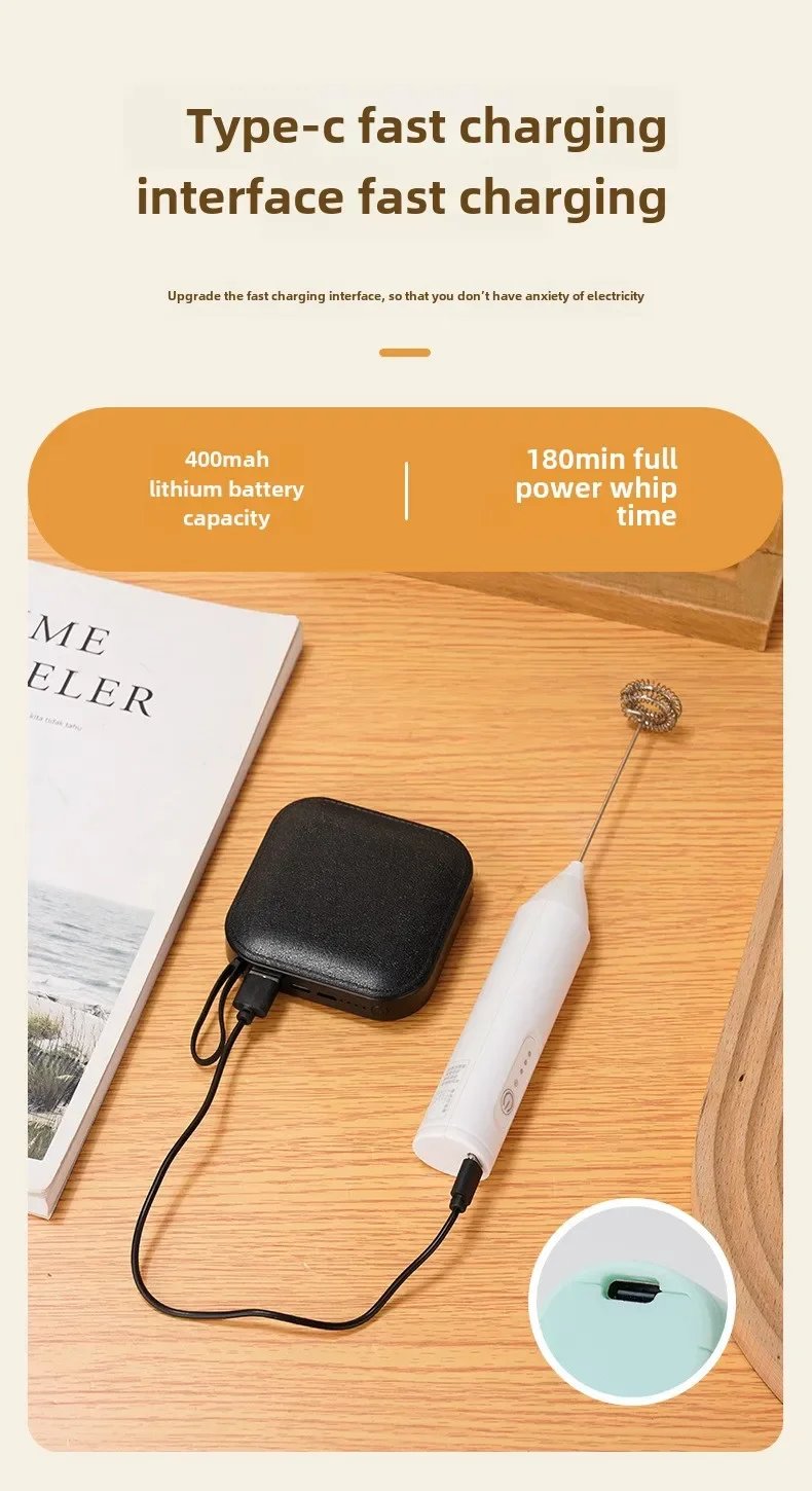 Description Picture 4 of itemMINI Wireless Milk Frother Electric Handheld Blender Electrical Mini Coffee Maker Whisk Mixer with USB for Cappuccino Cream