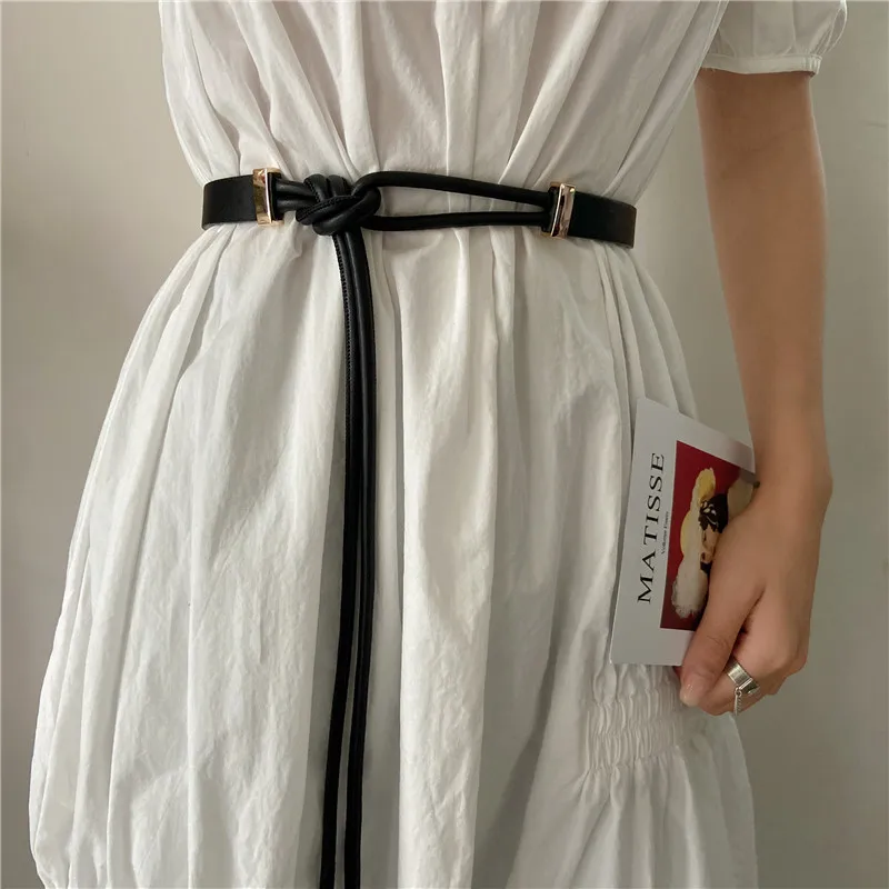 120cm New Female Waist Chain Thin Belt Simple Decoration Tie With Dress Long Waist Rope Knotted Vintage Dresses String Waistband