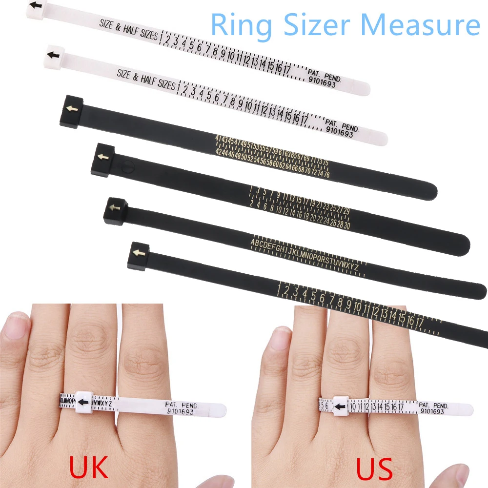 

Men and Womens White/Black UK/US/EU/JP Sizes A-Z Ring Sizer Measure Wedding Ring Band Genuine Tester Finger Gauge