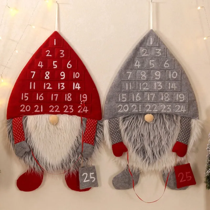 

Countdown Santa Claus Felt Calendar 24 Fillable Advent Christmas Tree Hanging Pendant Ornament New Year Home Party Decoration