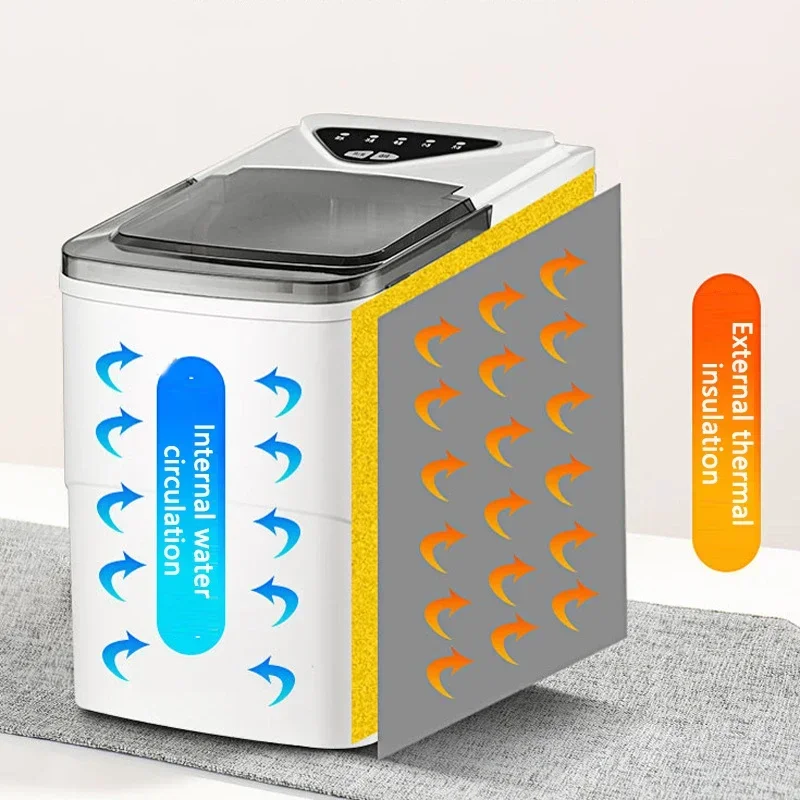 Household ice maker, portable, fast commercial, automatic bullet shaped circular ice maker