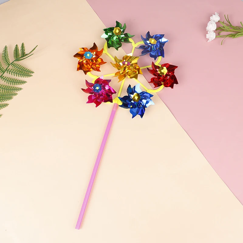 Kids Toys Easy Decoration Garden Orchard Colorful DIY Sequins Windmill Wind Spinner Home Garden Yard Decoration