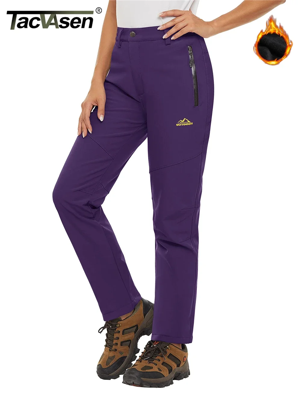 TACVASEN Women's Softshell Fleece Lining Pants Hiking Trekking