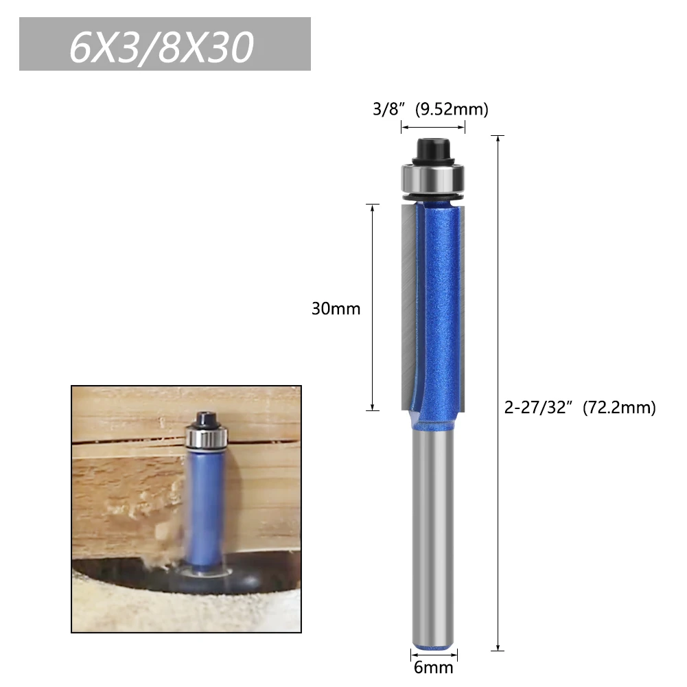 Lavie 1pc 6mm 1/4inch schaft hochwertiger fräser fräser bündig mit lager fräser für die holz bearbeitung h070160620 – Detail 4
