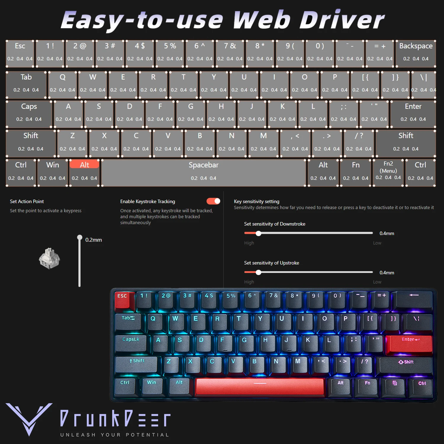 ゲーム用キーボード,メカニカルキーボード,非常に高速なDrunkDeer-G60 