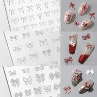 Lovely Bowknot 3D Reliefs Silicone Nail Accessories Butterfly Rose Feather Lace Pattern Manicure Carving Mold Mould DIY Template 1