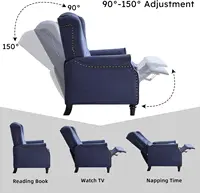 EBELLO Push Back Recliner Chair Fabric Lounge Armchair Pushback Recliner with Padded Seat for Living Room 3