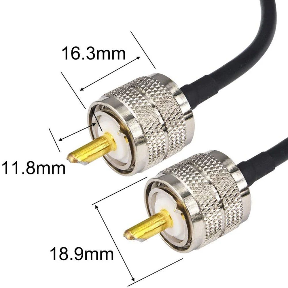 Pack of 2 CB Radio Antenna Cable 50Cm PL259 UHF Male to Male RG58 Coaxial Patch Lead for Amateur Ham Radio CB Marine