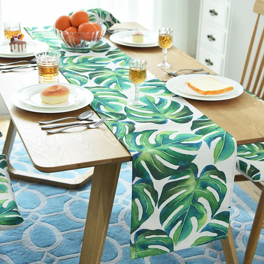 

Nordic Monstera Table Runner Dining Table Mat Plant Leaf Non-slip Pads Placemat Home Decor Hotel Wedding 5 Sizes Camino De Mesa