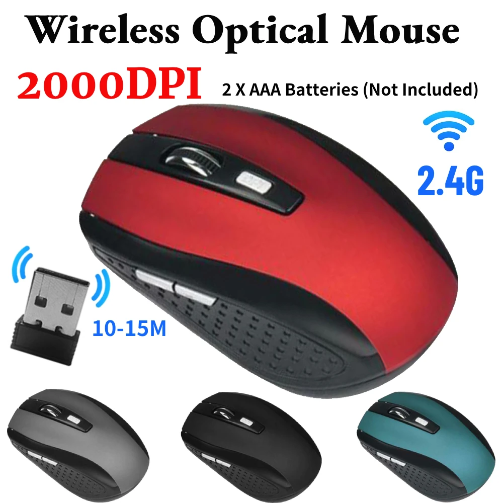 2,4 G drahtlose optische Maus 6 Tasten mit USB-Empfänger 2000 DPI mattierte Büro-Gaming-Mäuse für Gamer PC Notebook Laptop_voghion.com
