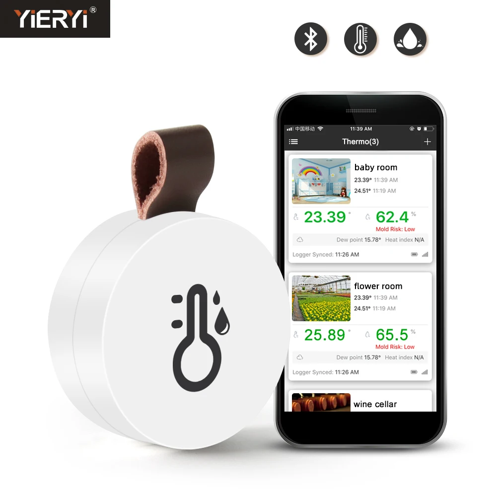 

Wireless Bluetooth Temperature Humidity Meter APP Control Alarm Thermometer Hygrometer Smart Data Logger for Home Greenhouse