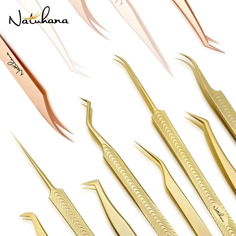 NATUHANA Professional for 3D Tweezers Stainless Steel Volume Eyebrow Tweezer False Eyelash Extension Tweezers for Makeup Tools