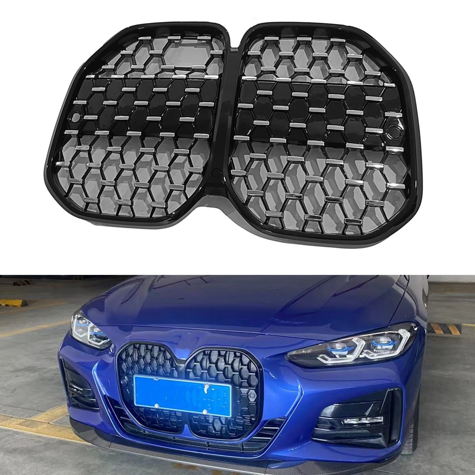 Front-Grille-Grill-For-BMW-4-Series-G22-G23-2022-2023-2-Door-Silver-Car ...