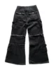 Y2K Harajuku Multi Pocket Washed Black Jeans Men Gothic Autumn Loose Drag Pants Street Hip-hop Rap 90s Hottie Wide-leg Pants 3