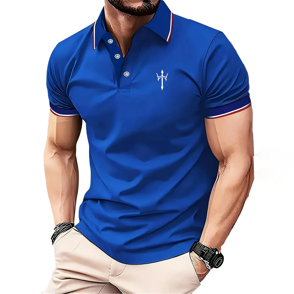 Polo da uomo con stampa a righe e lettere 3D, stile business casual, con risvolto, maniche corte, vestibilità ampia, traspirante, ideale per l'estate e il golf. - immagine 5