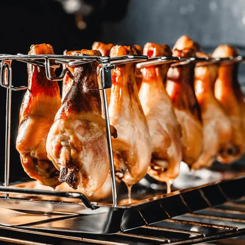 

BBQ Beef Chicken Wing Leg Grill Barbecue Cooking Stainless Steel Chicken Leg Grill Rack Chicken Cooking Drumstick Oven Roaster