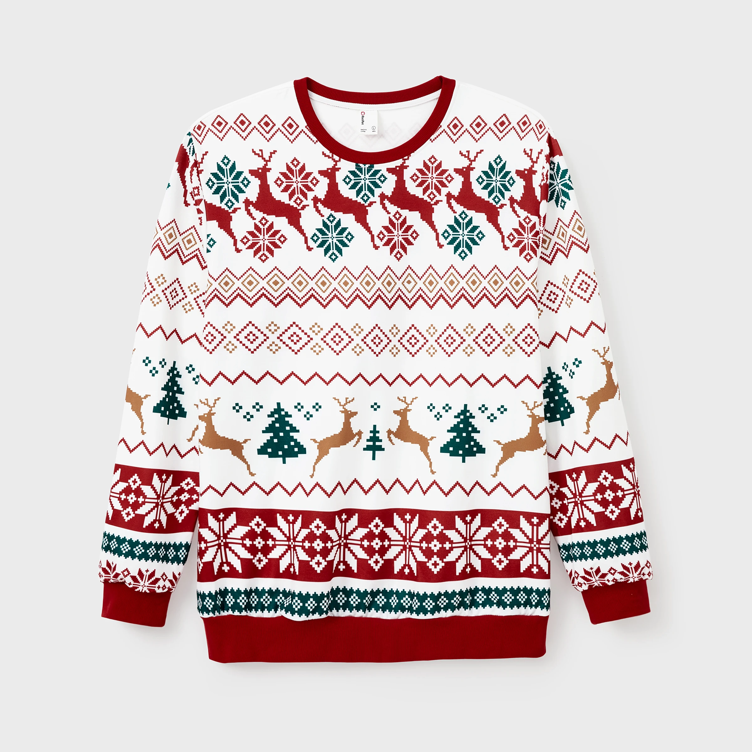 Sudadera navideña PatPat con estampado integral de renos, trajes a juego para toda la familia