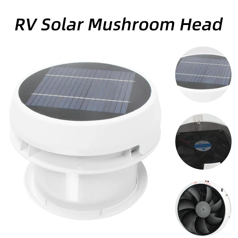 New Product for Boat RV DC12V White Solar Exhaust Vent Solar Fan Exhaust Caravan Accessories Top Circular Air Exchange Port