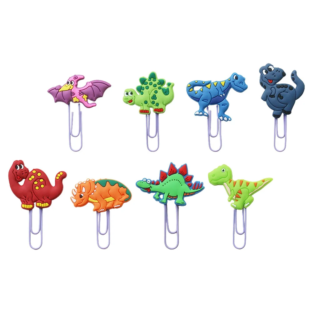 8 Pcs Dinosaur Bookmark Decorative Paper Clips Various Small Shaped Cartoon Marking Multi-use Adorable Office