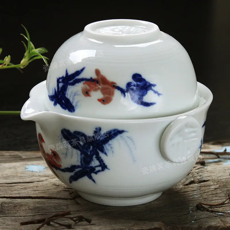 [GRANDNESS] Tea Set Include 1 Pot 1 Cup, High Quality Elegant Gaiwan,Beautiful and Easy Teapot Kettle Tea Pot