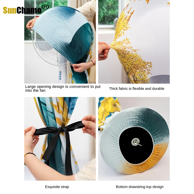 Electric Dust Household Round Floor Elastic Universal All-inclusive Cartoon Bladeless Neck Fan Dust Cover dust cover fan cover