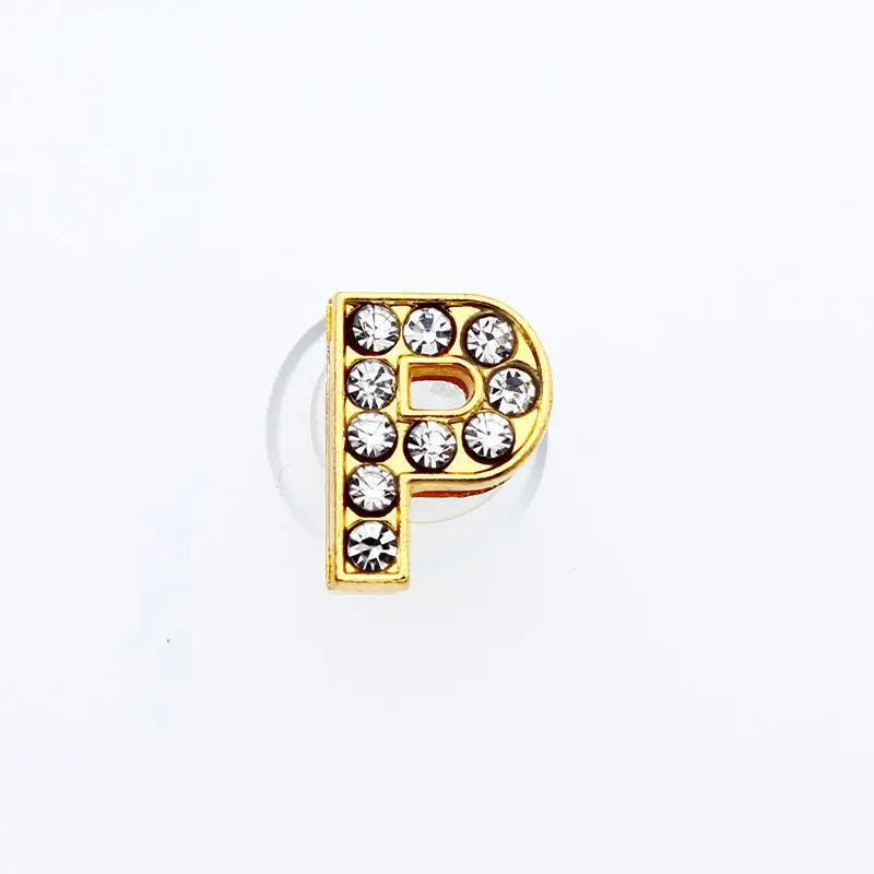 Goldene Buchstaben Kristall Diamant Legierung Charms Zubehör Mode Weiche PVC Schuhe Schnalle Kinder Dekoration Design Großhandel 1 Stücke – Detail 23