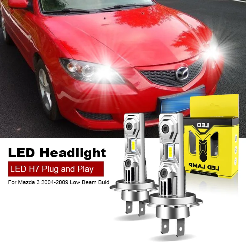 2pcs For Mazda 3 2004 2005 2006 2007 2008 2009 Low Beam Led Bulb H7 Without Fan Headlight Bulb