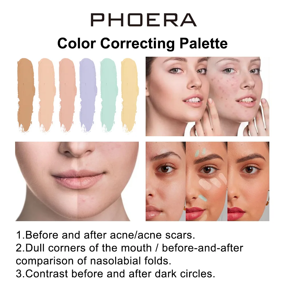 Makeup Concealer Face Concealer Concealer Palette PHOERA 6-Color Classic Concealer Palette Cream Texture Moisturizing Full Coverage Acne Spot Invisible Pore Concealer Face Makeup