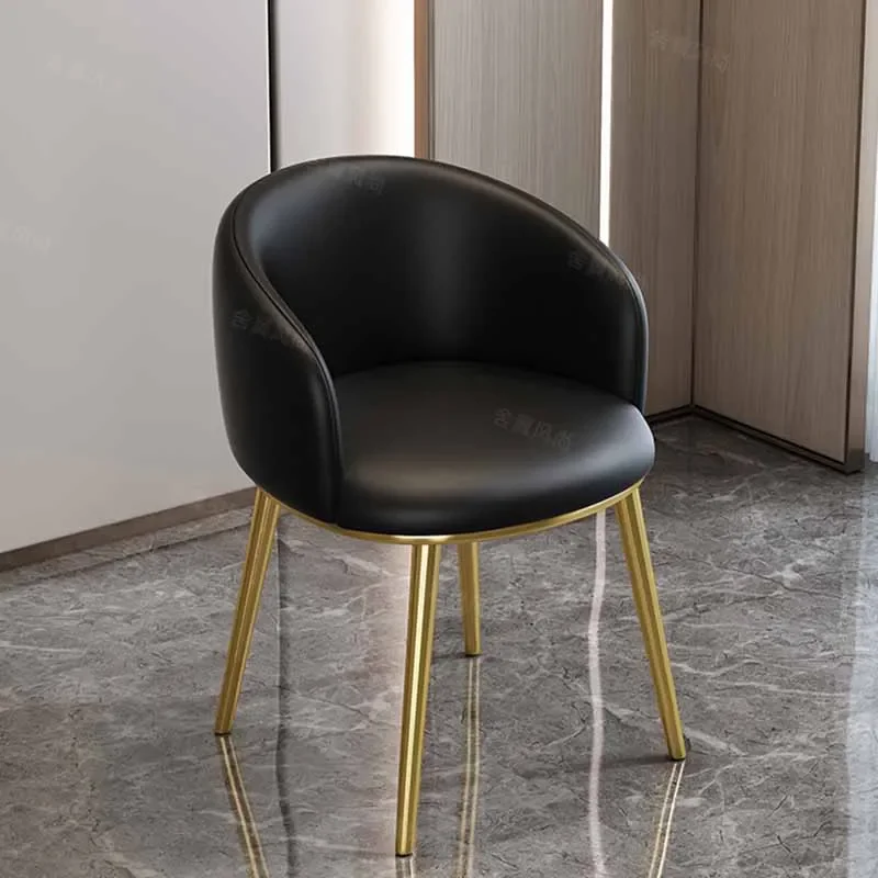 

Trendy Upholstered Dining Chairs Gold Metal Legs Restaurant Leather Dining Chair Nordic Single Sillas Comedor Hotel Furniture