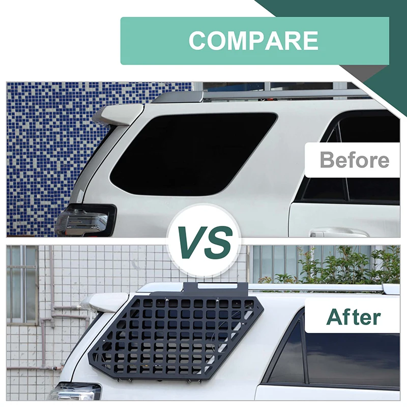 BAWA 자동차 뒷 창 유리 갑옷 보호 프레임 보관 랙 4Runner 2010-2023 용 접이식 선반 외부 액세서리