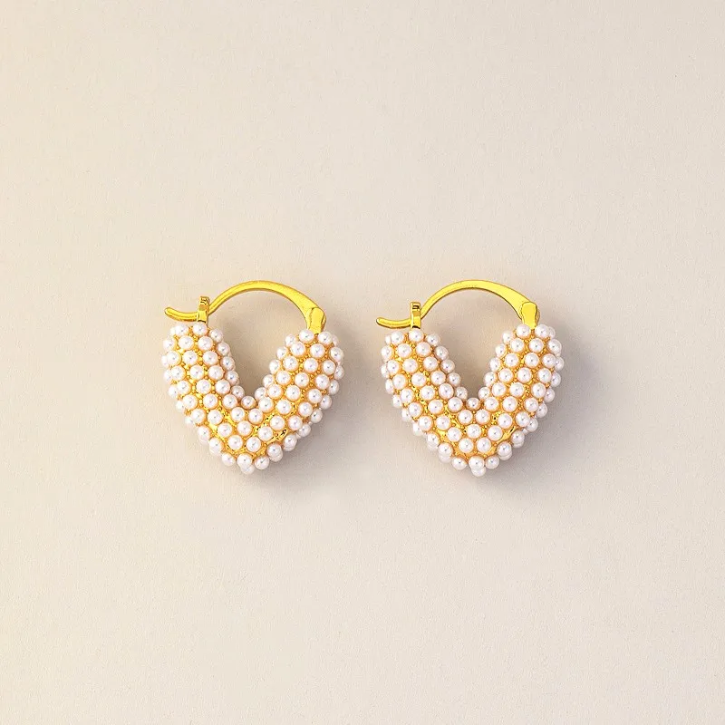 

Love Pearl Earrings Hoop Earrings For Women Ladies Gift Fashion Jewelry